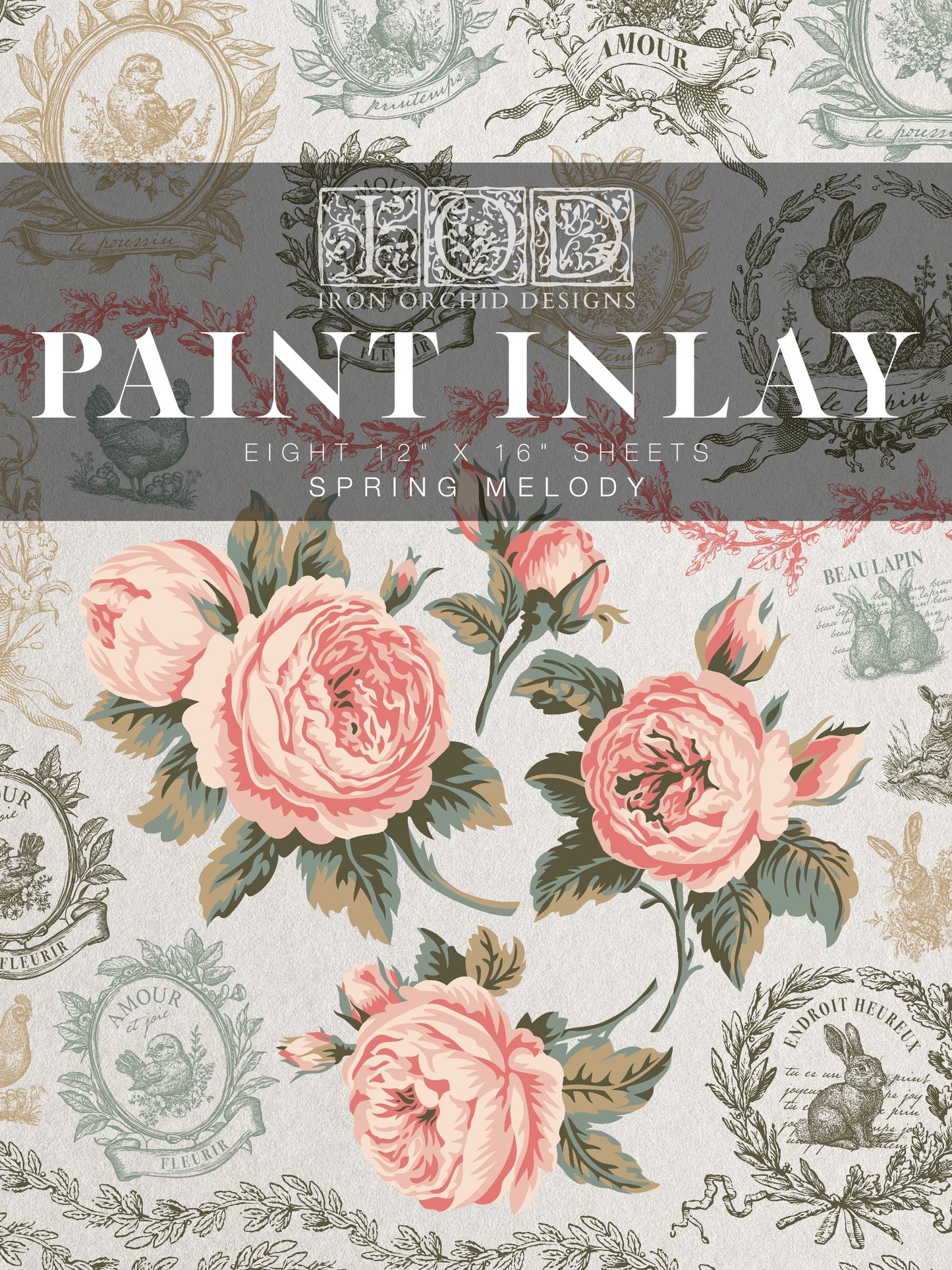 SPRING MELODY PAINT INLAY 12X16 PAD by IOD - Iron Orchid Designs -