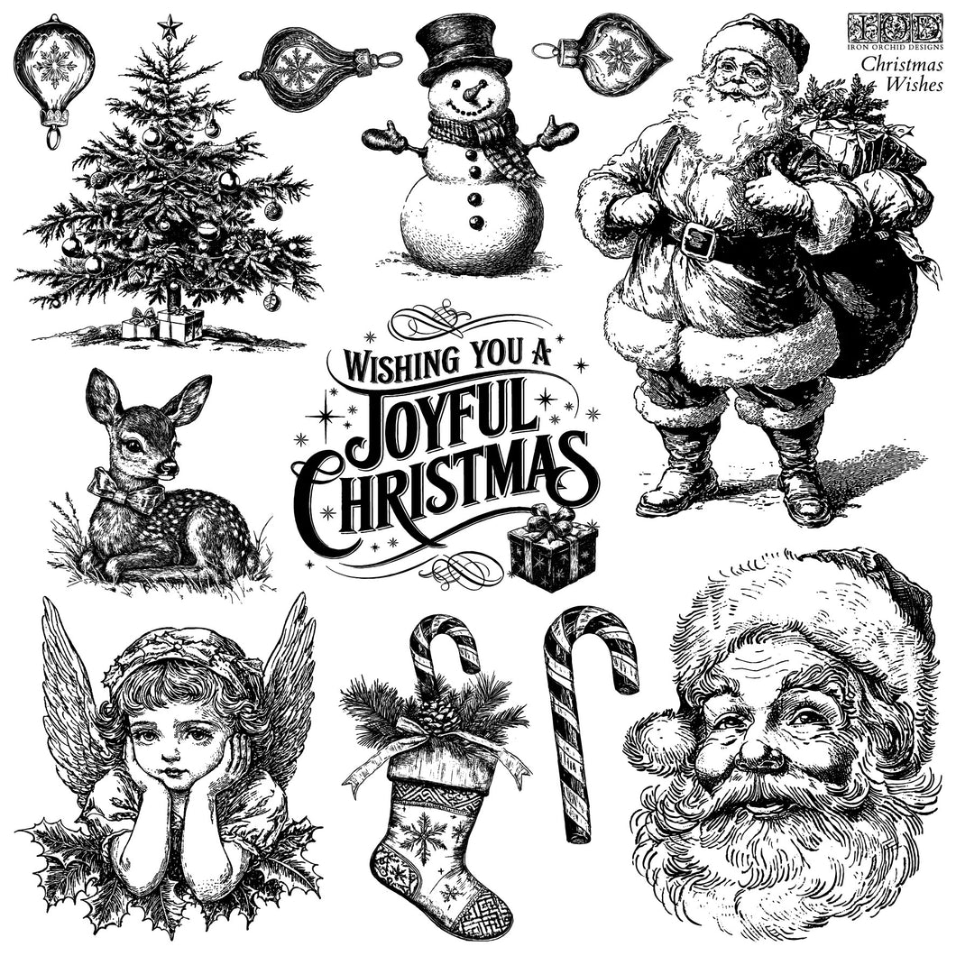 CHRISTMAS WISHES 12X12 IOD STAMP™