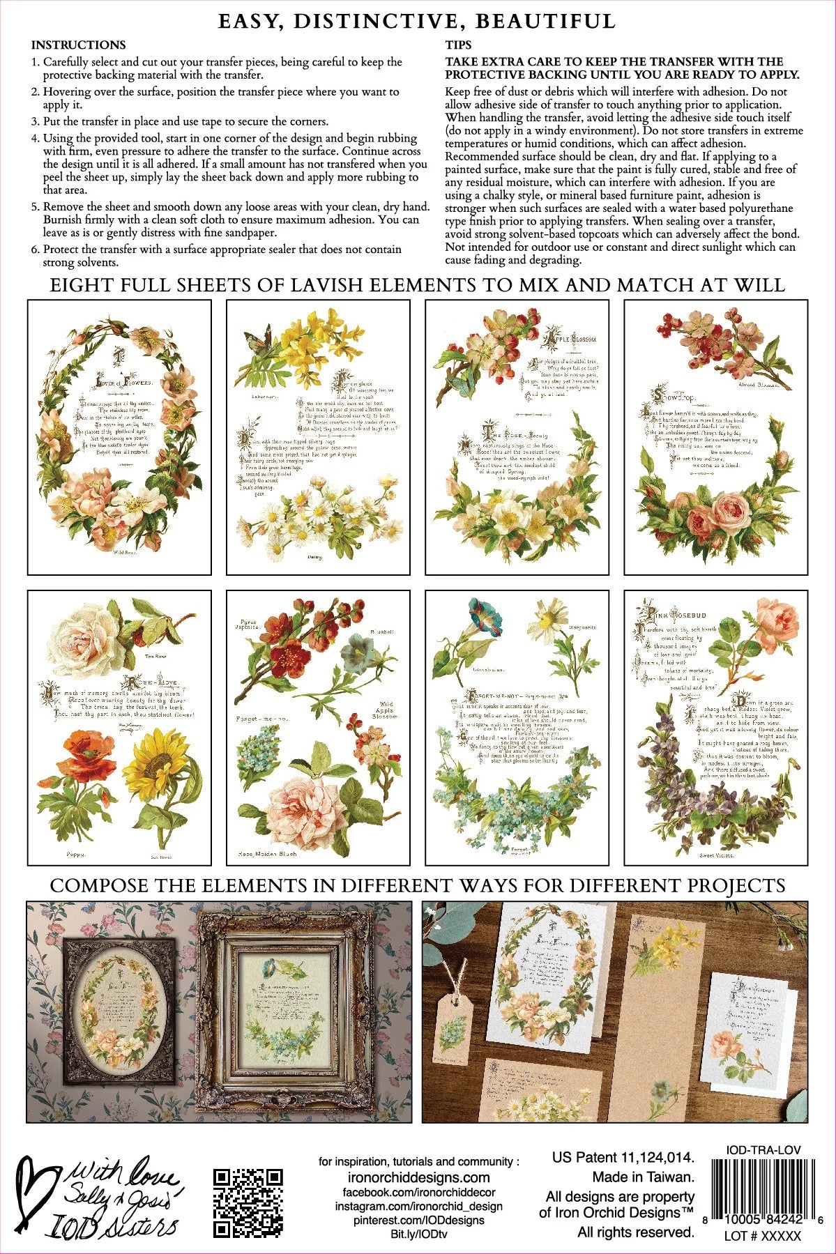 Lover of Flowers, 8 Sheets ~ IOD Decor Transfer