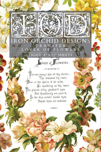 Lover of Flowers, 8 Sheets ~ IOD Decor Transfer