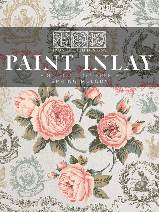 SPRING MELODY PAINT INLAY 12X16 PAD by IOD - Iron Orchid Designs -