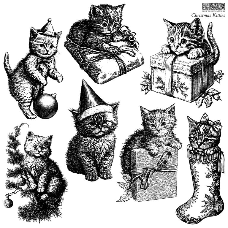 Christmas Kitties ~ IOD Decor Stamps