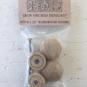 WOODEN KNOBS 1.25 4 PACK ~ IOD Decor Supplies